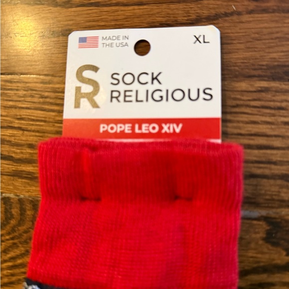 NWT  Sock Religious Pope Leo XIV adult socks in the navy blue color - Picture 5 of 6